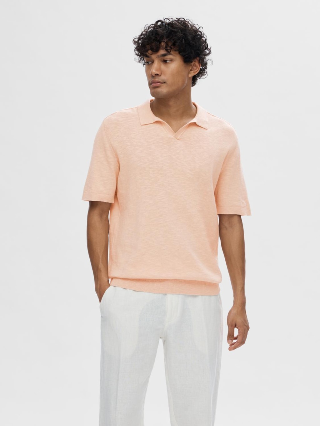 Berg Linen SS Knit Open Polo