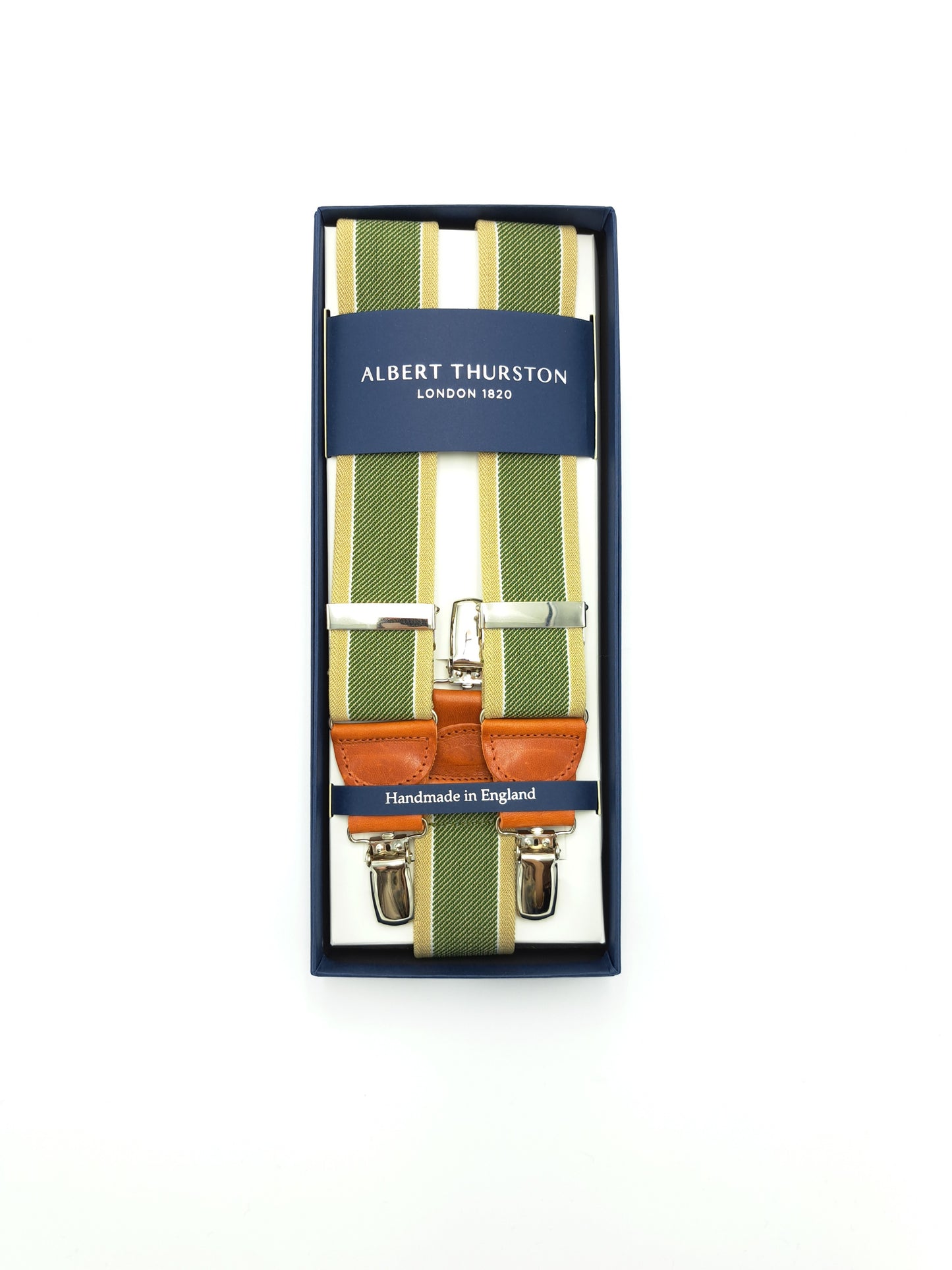 Bretelles Clip Larges Rayées Beige/Vert 2443/29