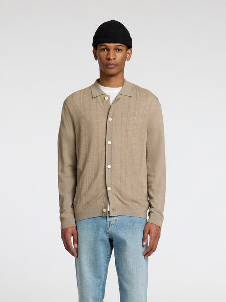 Tray LS Knit Merino Crochet Cardigan