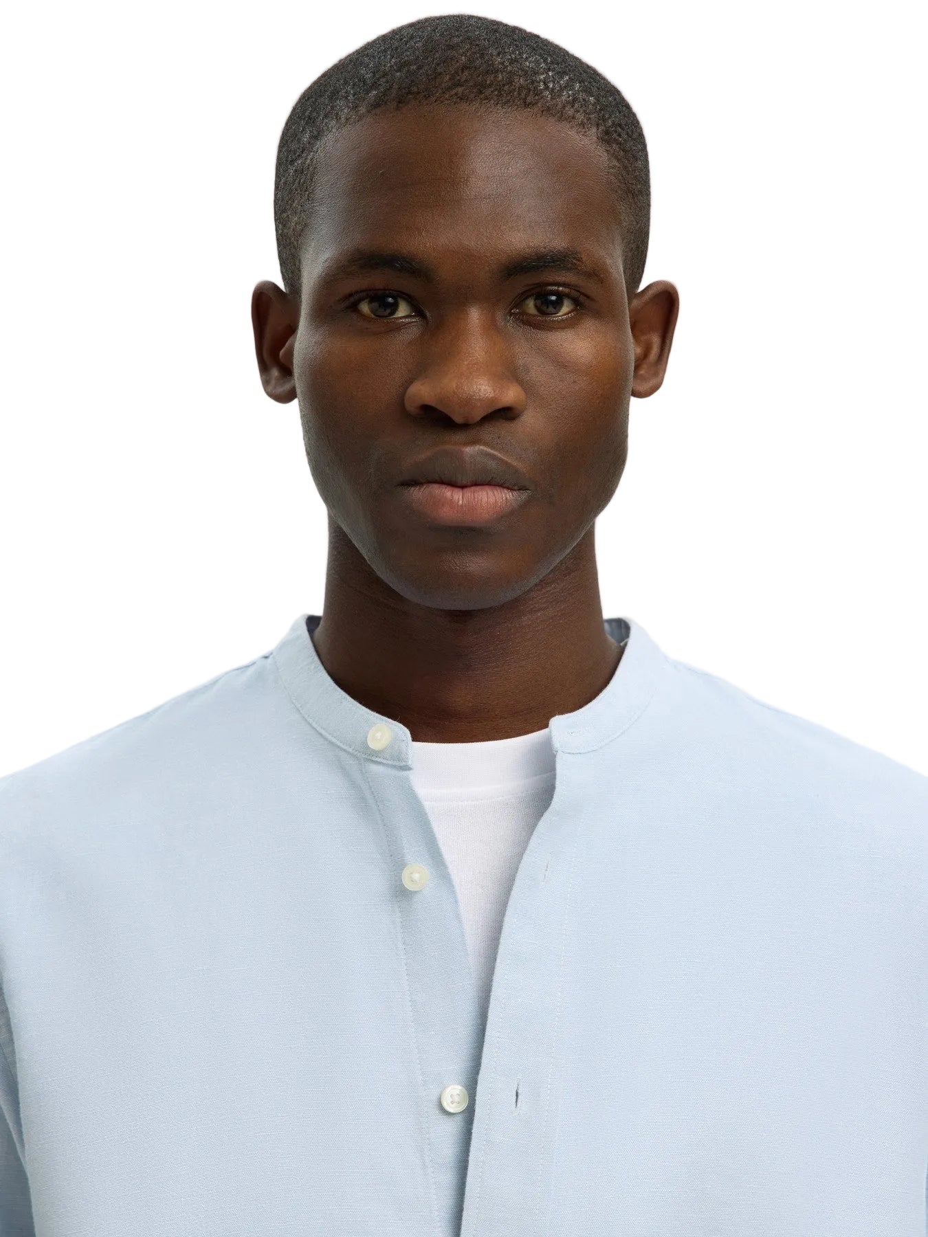 Regular Clay Linen Blend LS Band Shirt