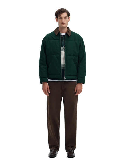Veste Grant Filled Canvas Selected vert Pine Grove portée, vue de face en pied