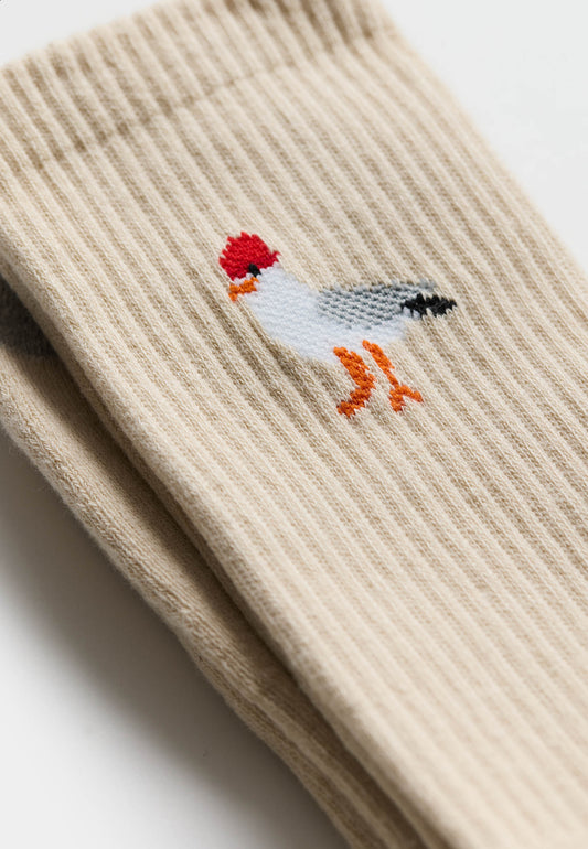 Jaquard Crew Sock Revolution, écru, vue 2