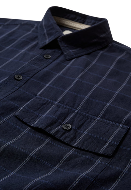 Otto Check Ls Overshirt Anerkjendt, coloris Sky Captain, vue 2