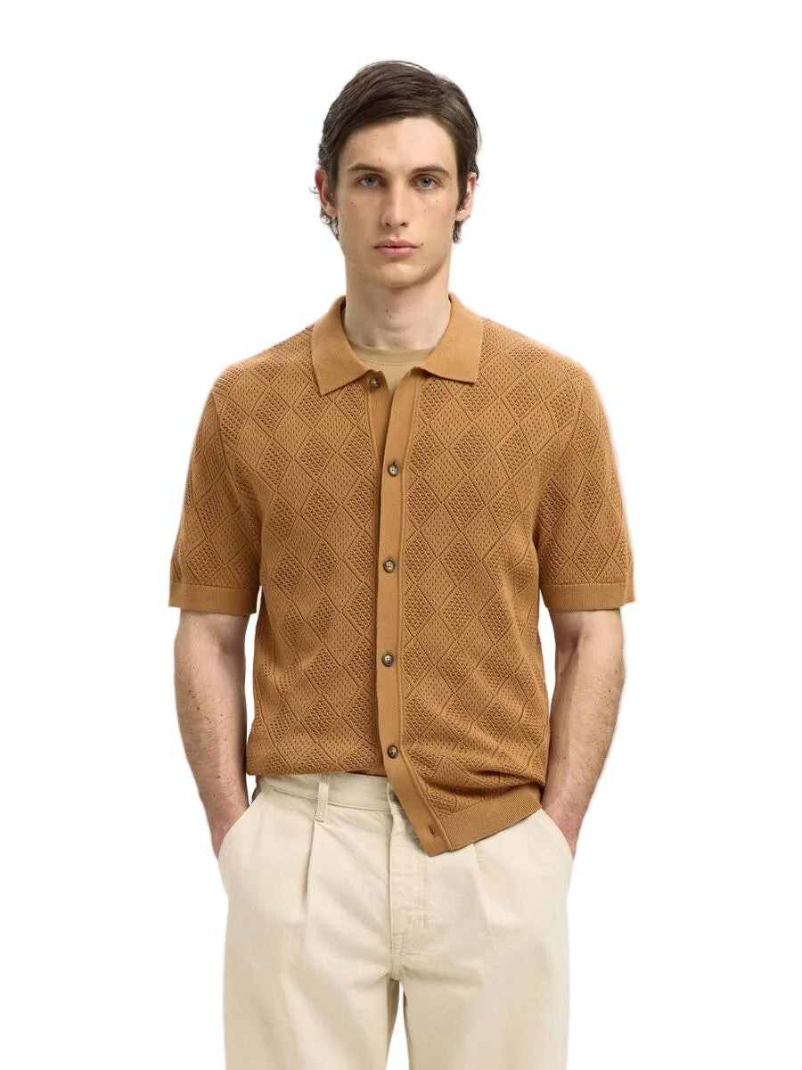 Arco SS Knit Structure Polo Cardigan