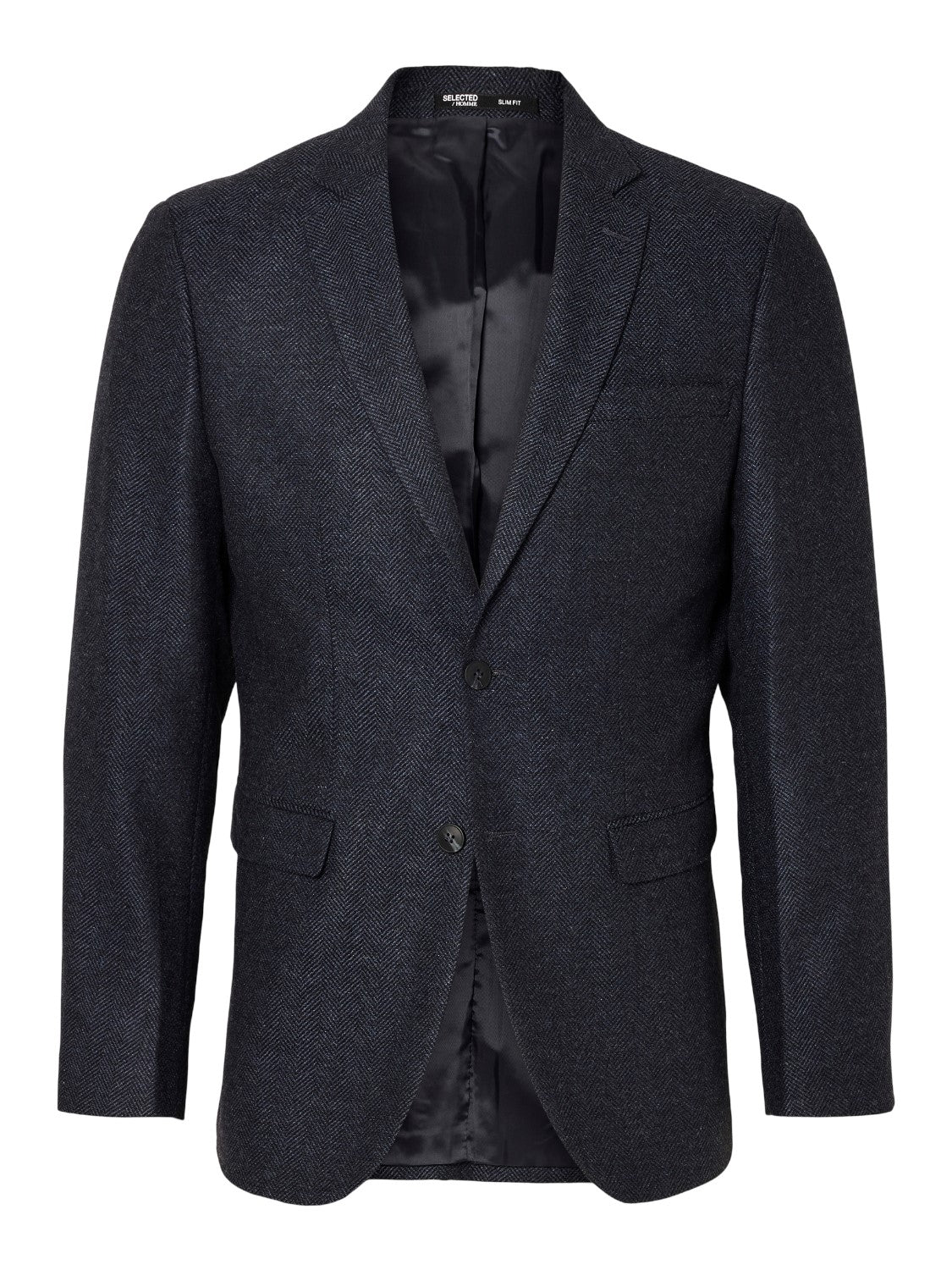 Slim Isac Navy Herringbone Blazer