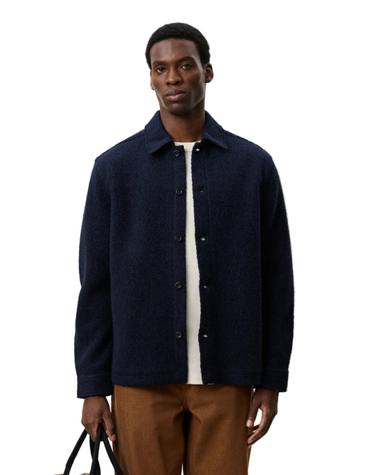 Wool Twill Overshirt Dark Navy Blue, vue 2