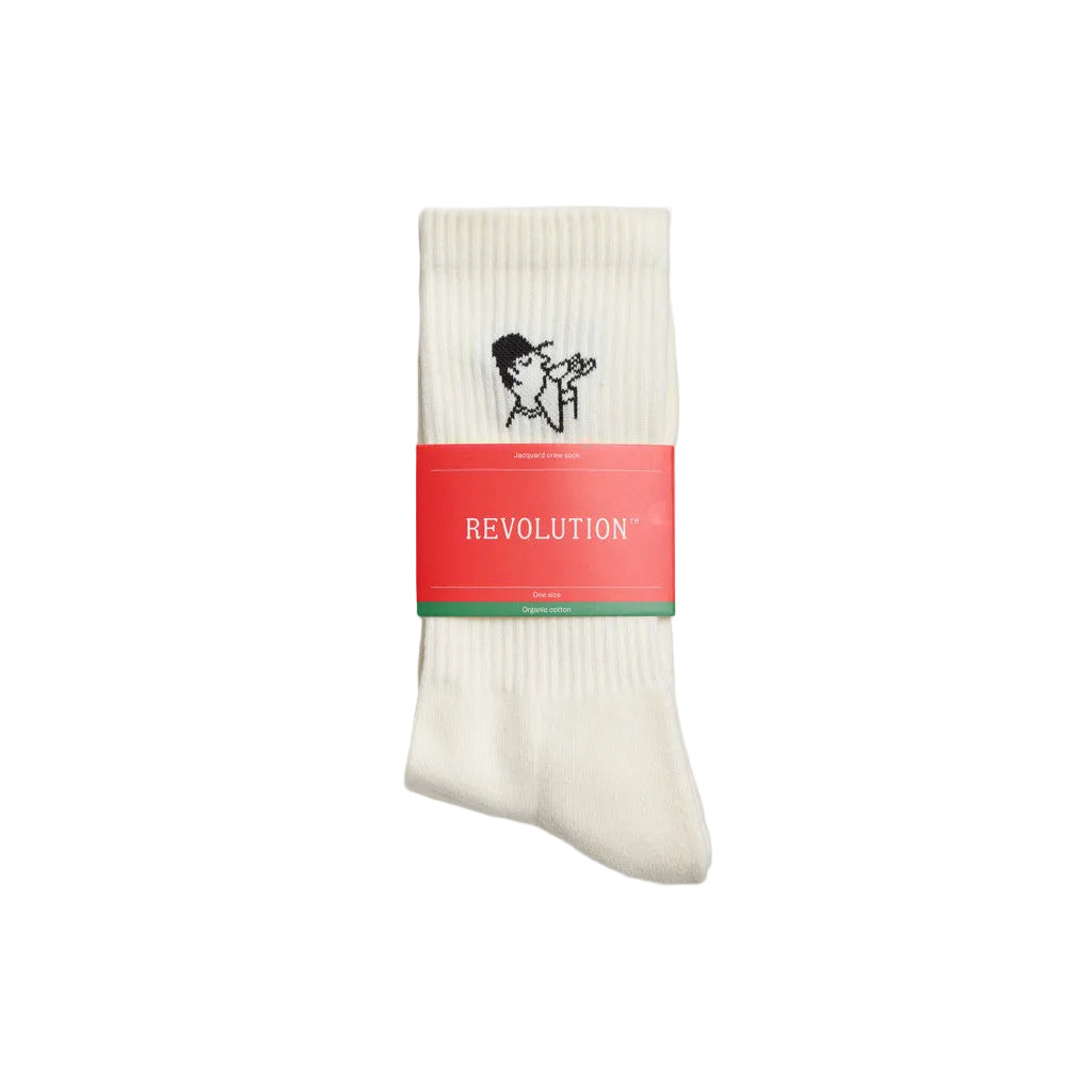 Coffee Jacquard Crew Socks 8925