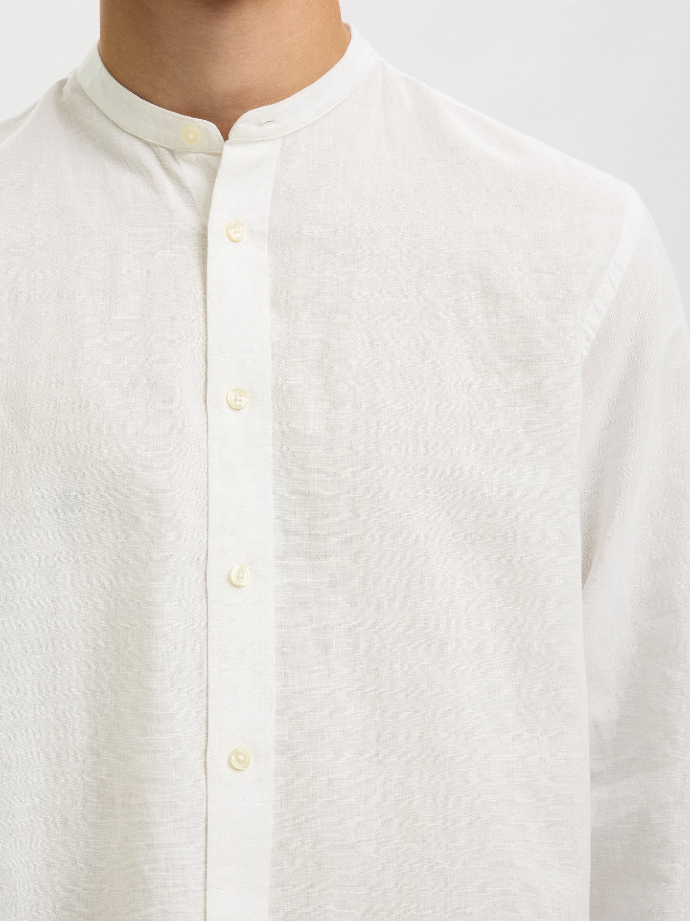 Regular Clay Linen Blend LS Band Shirt