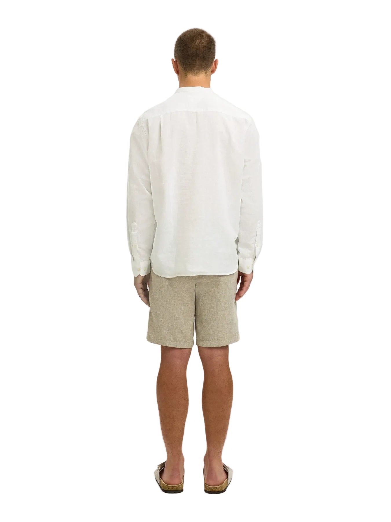 Regular Clay Linen Blend LS Band Shirt
