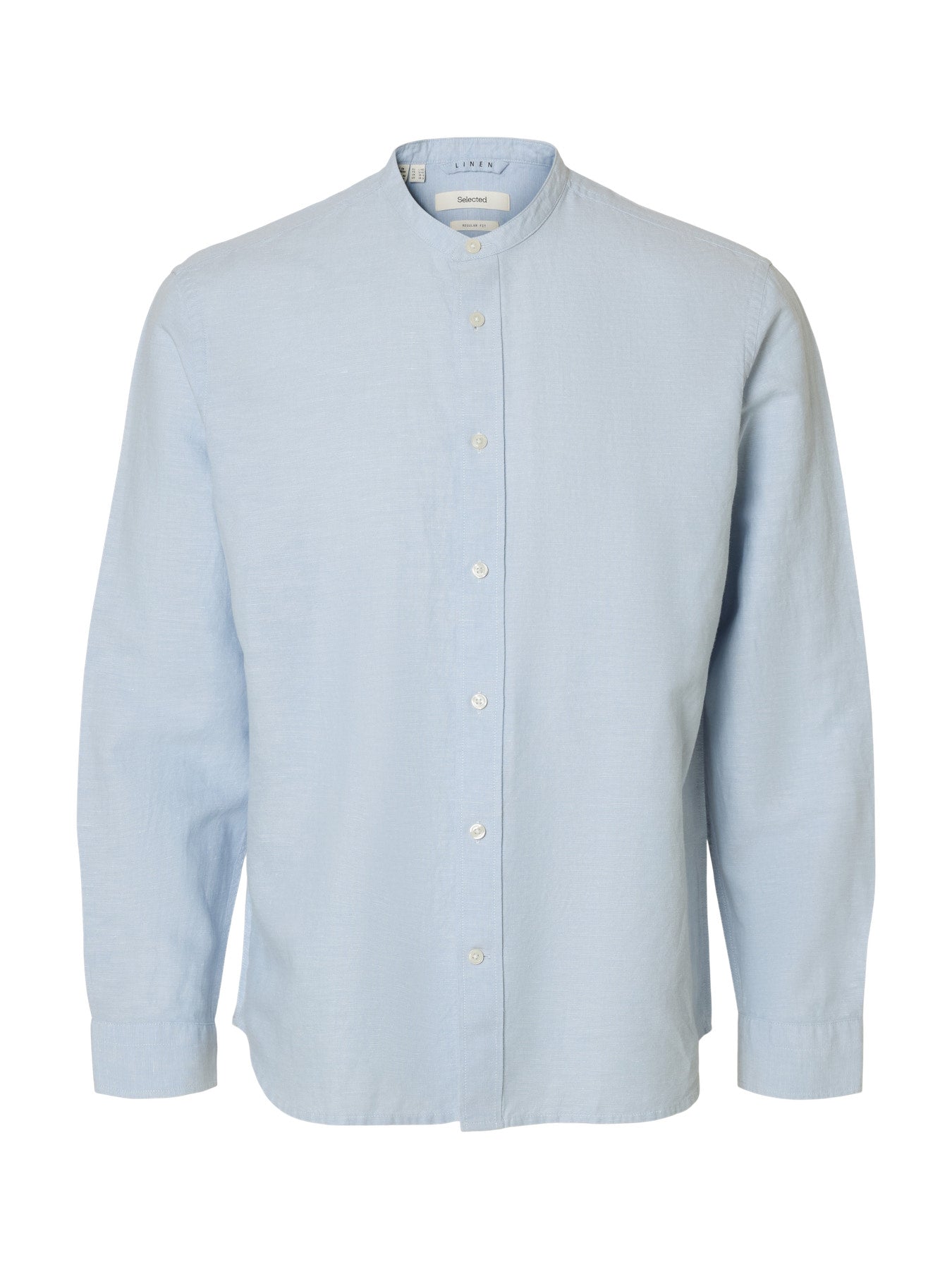 Regular Clay Linen Blend LS Band Shirt