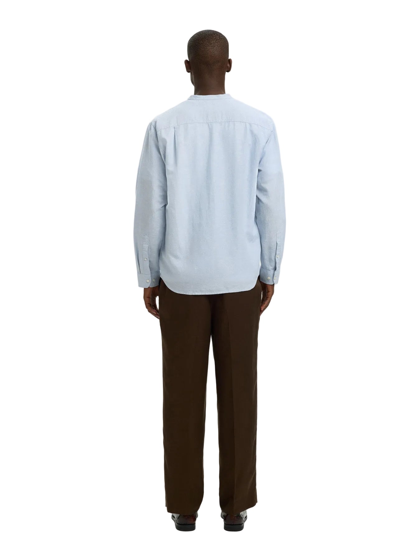Regular Clay Linen Blend LS Band Shirt
