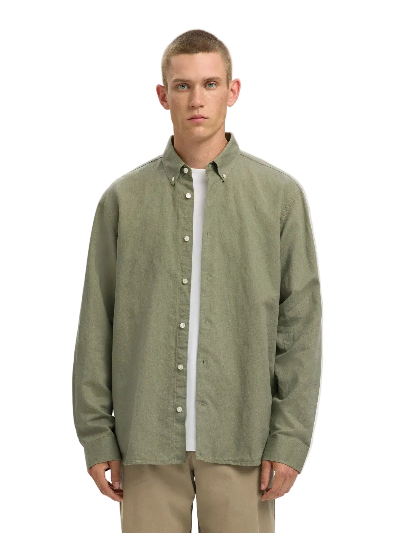 Regular Clay Linen Blend LS Shirt