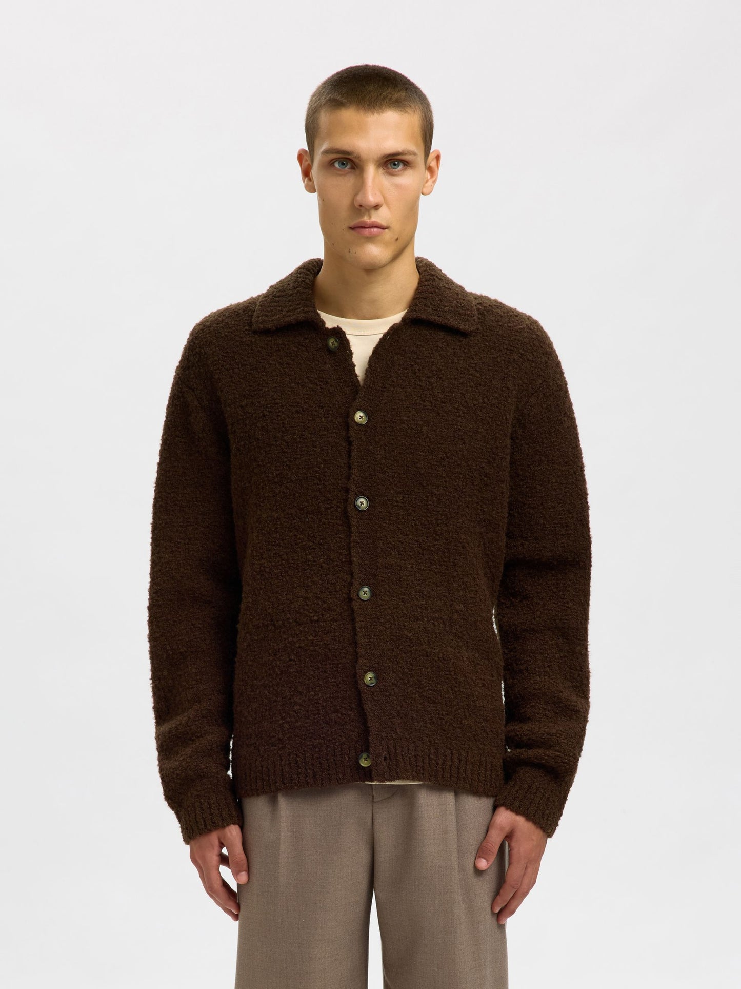 Loyd LS Knit Boucle Polo Cardigan
