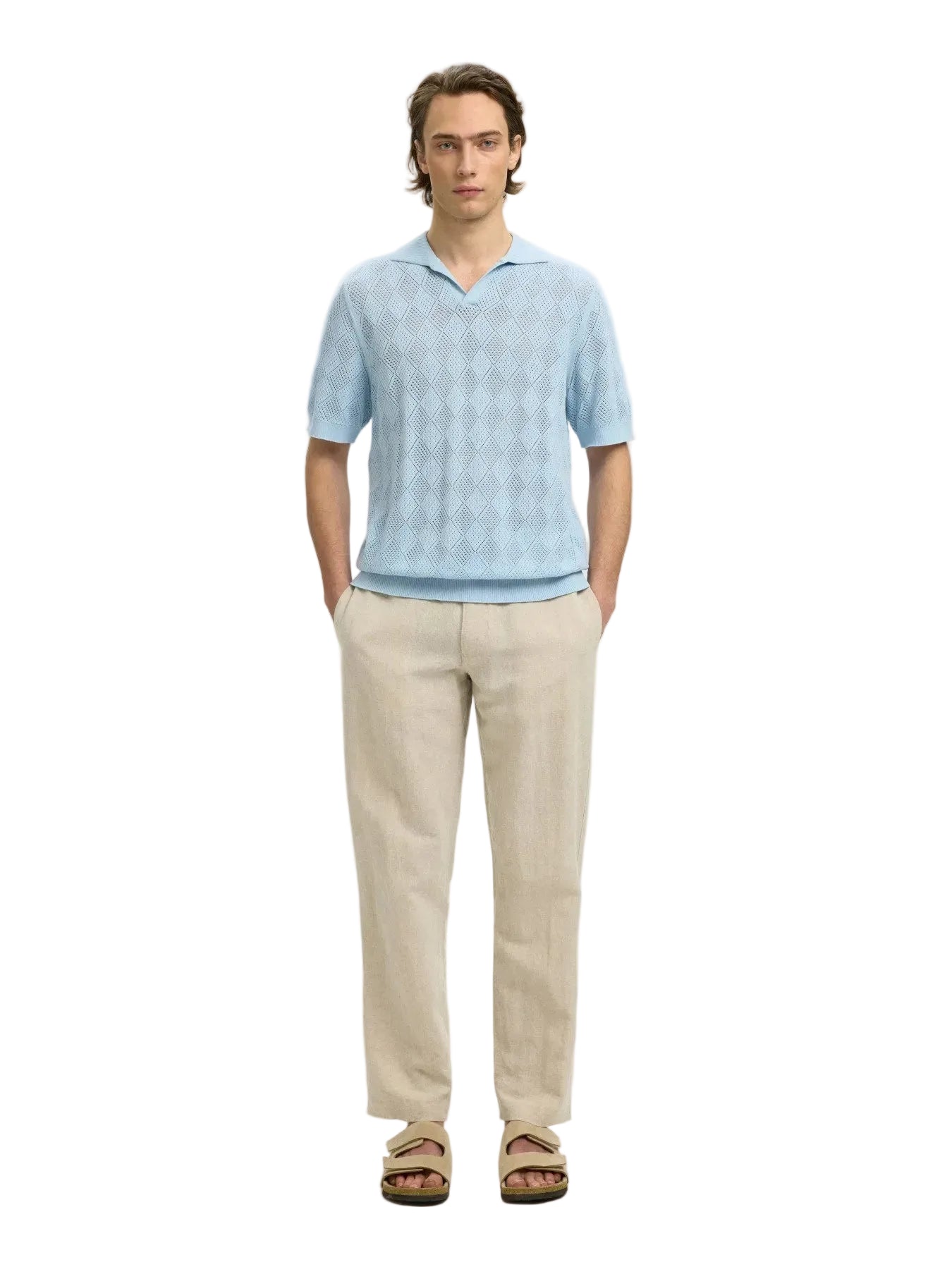 Arco SS Knit Structure Open Polo