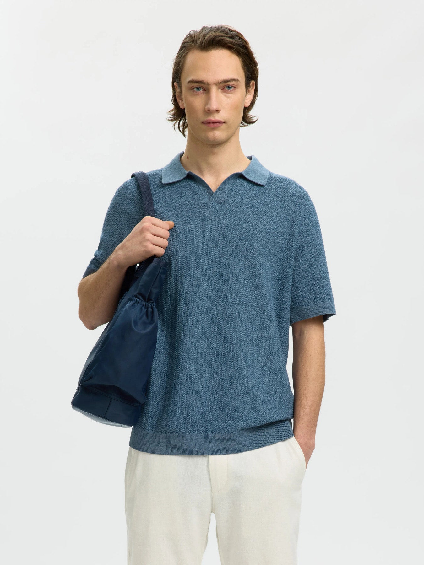 Mattis SS Linen Blend Structure Open Polo