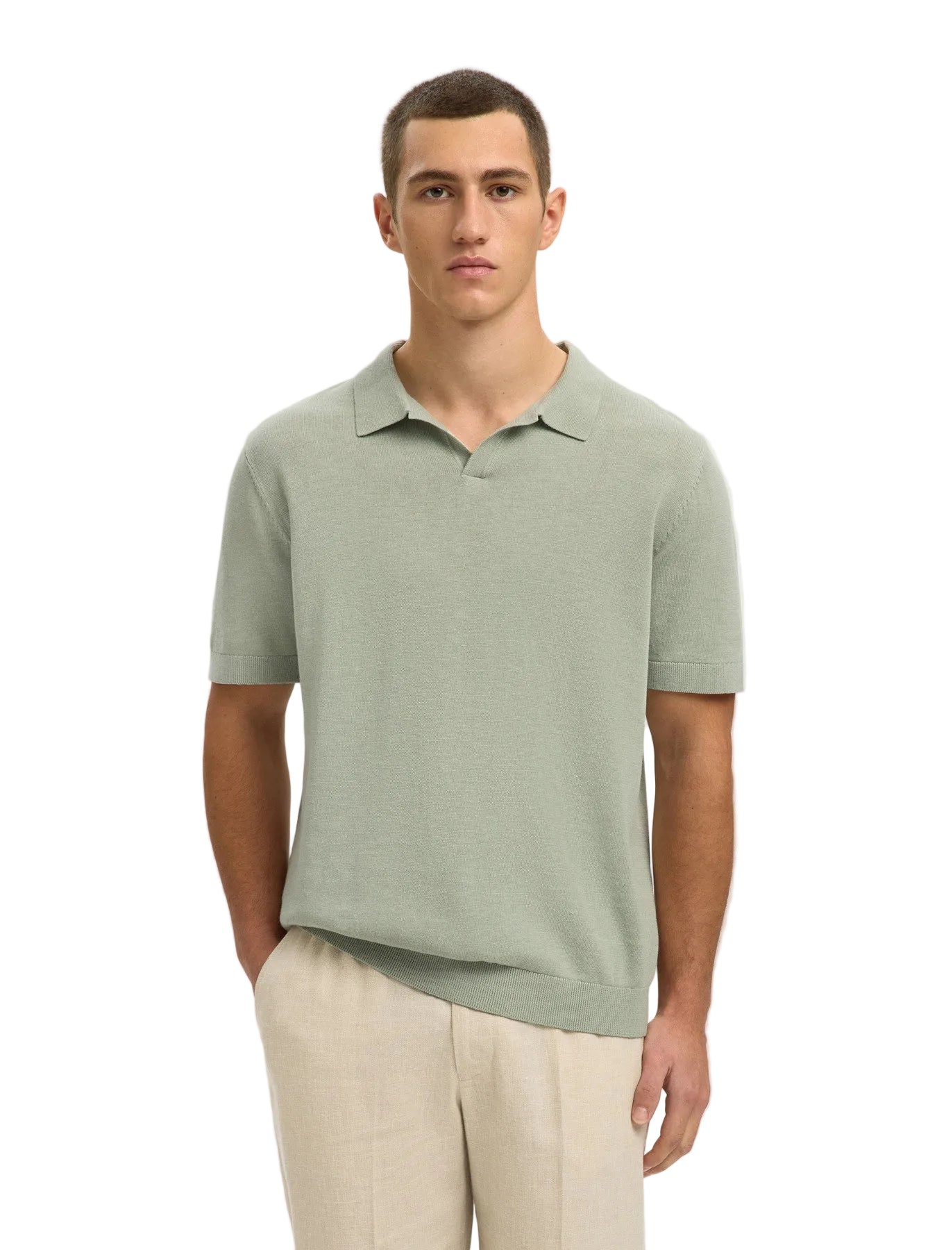 Mattis SS Linen Blend Open Polo