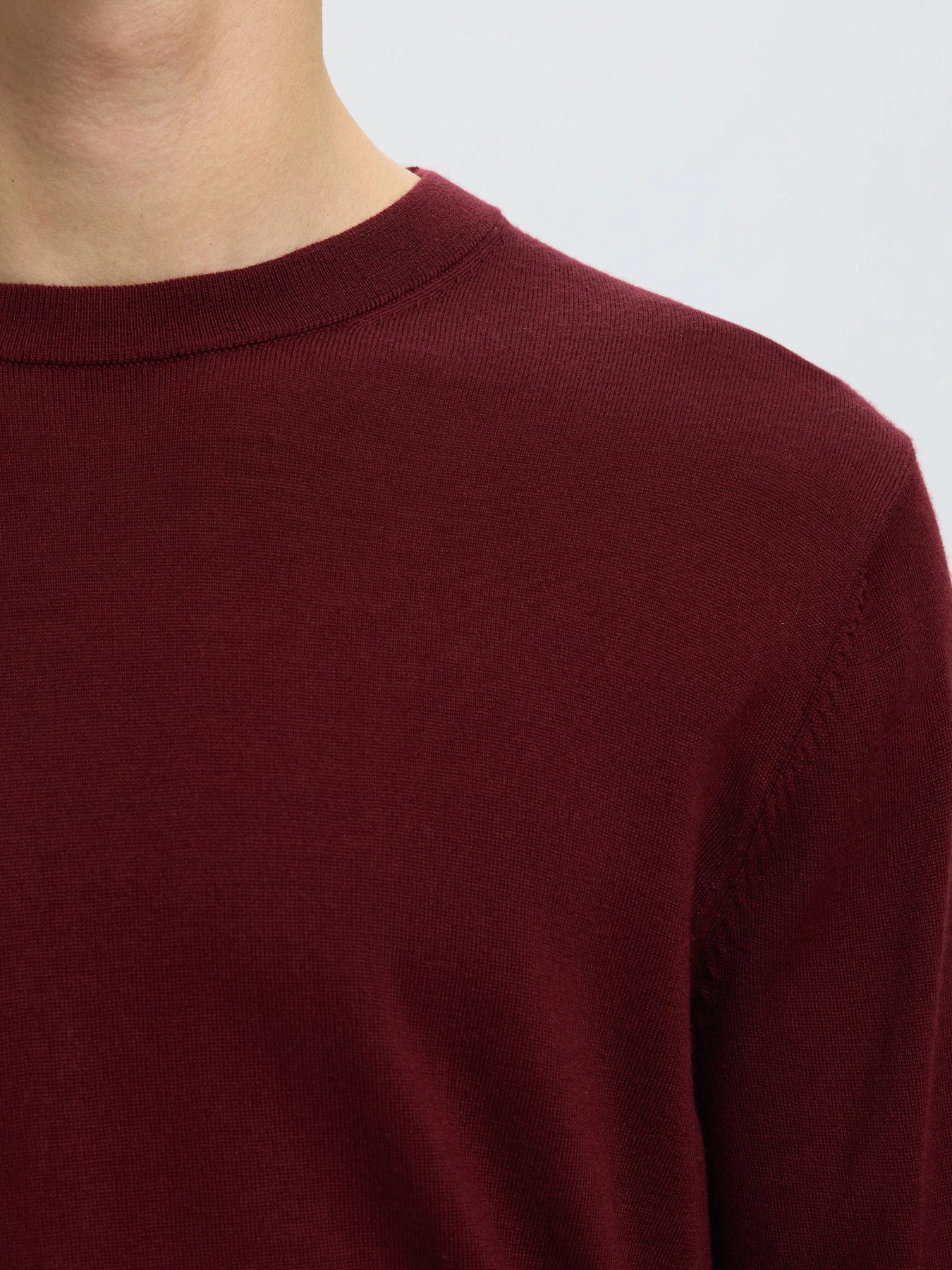 Jersey de Punto Merino Tray de Manga Larga y Cuello Redondo