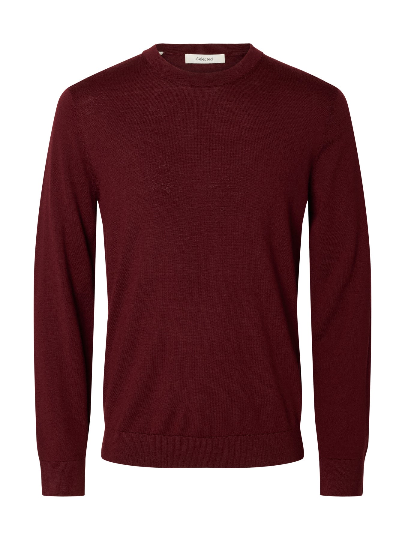 Jersey de Punto Merino Tray de Manga Larga y Cuello Redondo