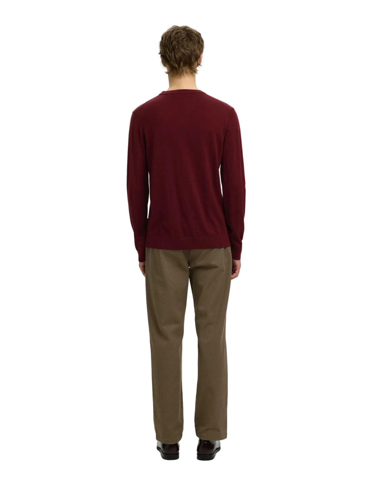 Jersey de Punto Merino Tray de Manga Larga y Cuello Redondo