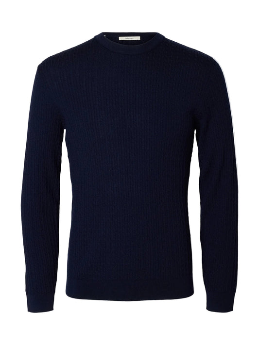 Maglia girocollo Tray in misto lana merino a trecce, a maniche lunghe