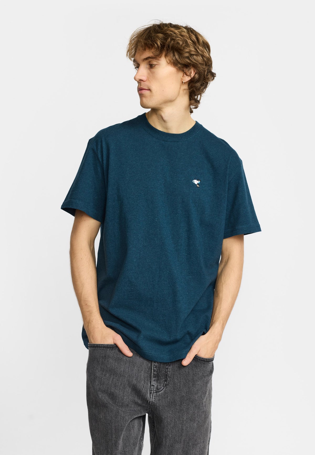 Application T-Shirt Bleu pétrole foncé chiné Revolution, vue 5