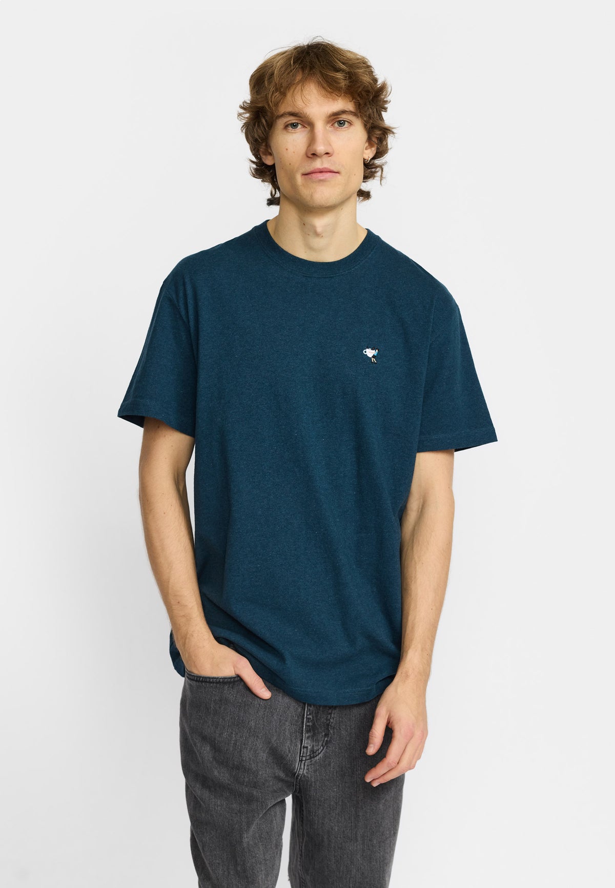 Application T-Shirt Bleu pétrole foncé chiné Revolution, vue 4