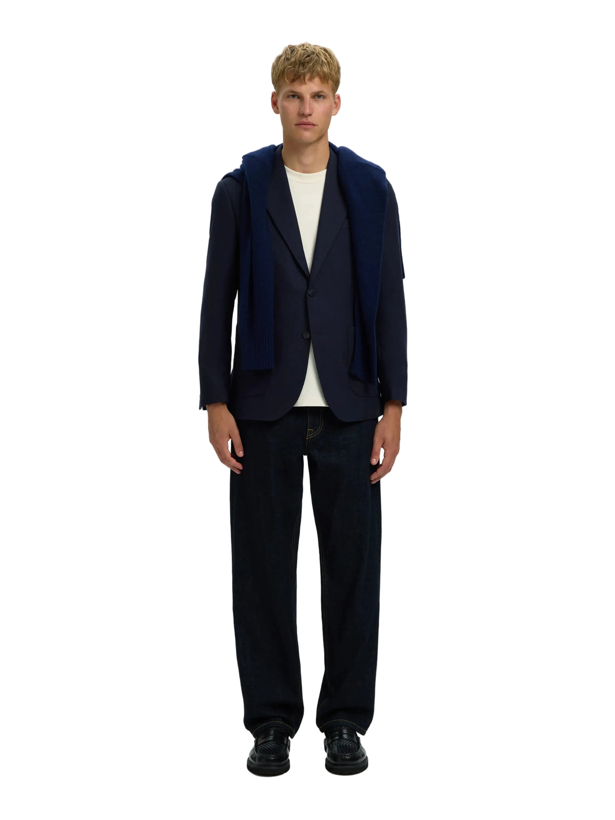 Blazer Bjorn Selected en laine bleu Dark Sapphire, photo d'ambiance
