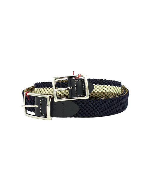 Ceinture Textile Tressée Reversible Tricolore