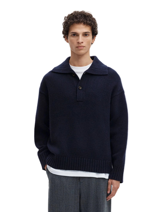 Polo CODY Selected en maille Sky Captain, de face, vue alternative