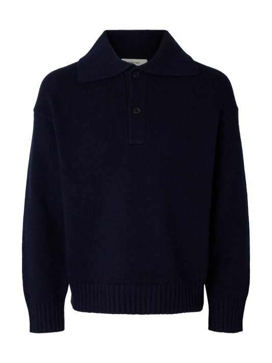 Polo CODY Selected en maille Sky Captain, de face