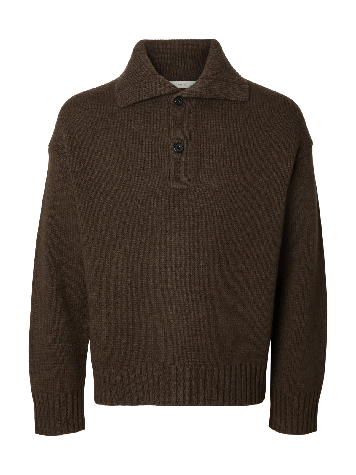 Polo CODY Selected en maille Turkish Coffee, de face