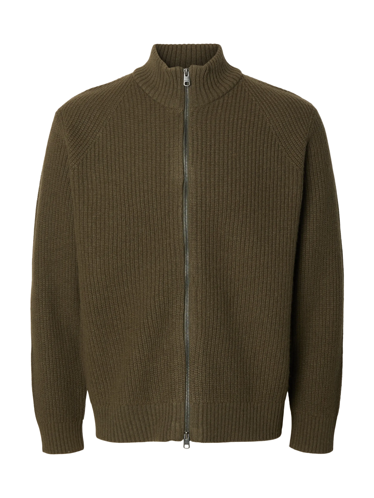 Cardigan zippé Cody LS Knit Selected en Kalamata, vue de face