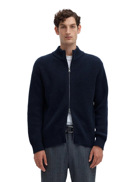 Cardigan zippé Cody LS Knit Selected en Sky Captain, vue de face, portée
