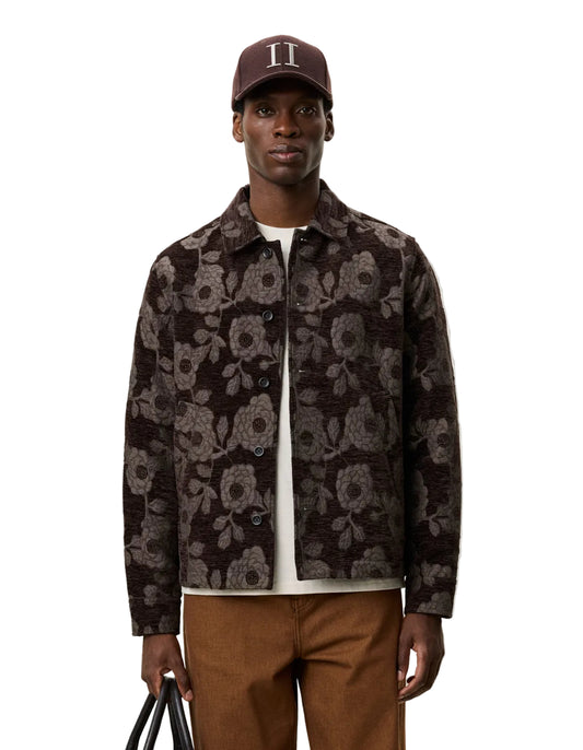 Flower Velour Overshirt Delicioso Brown, vue 1
