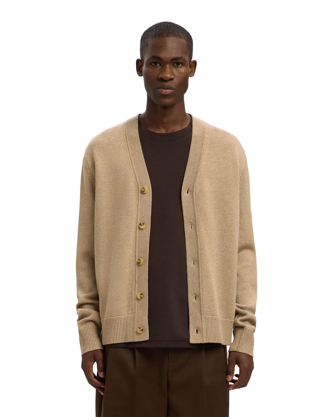 Tray LS Merino Chunky V-Neck Cardigan