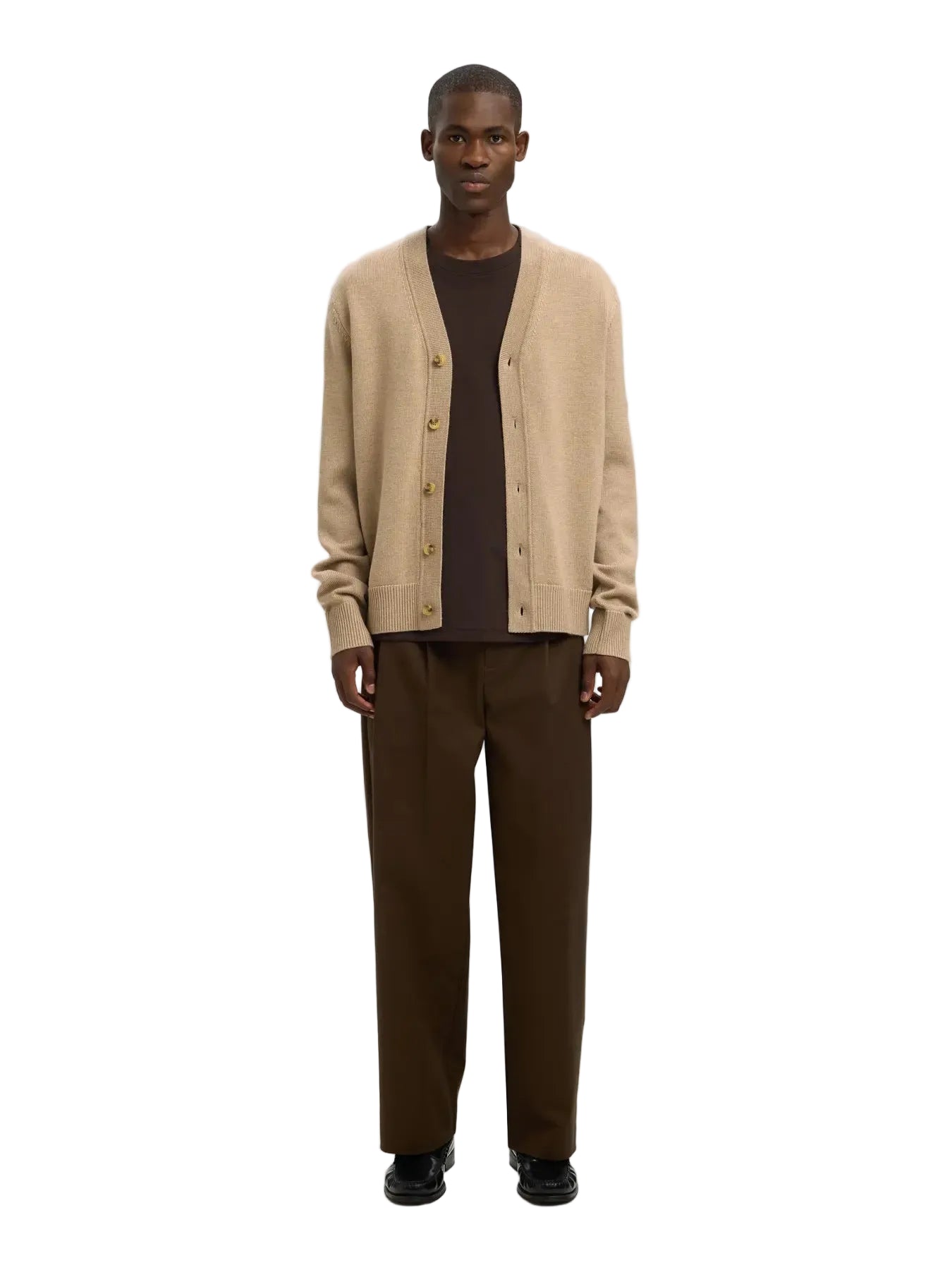 Tray LS Merino Chunky V-Neck Cardigan