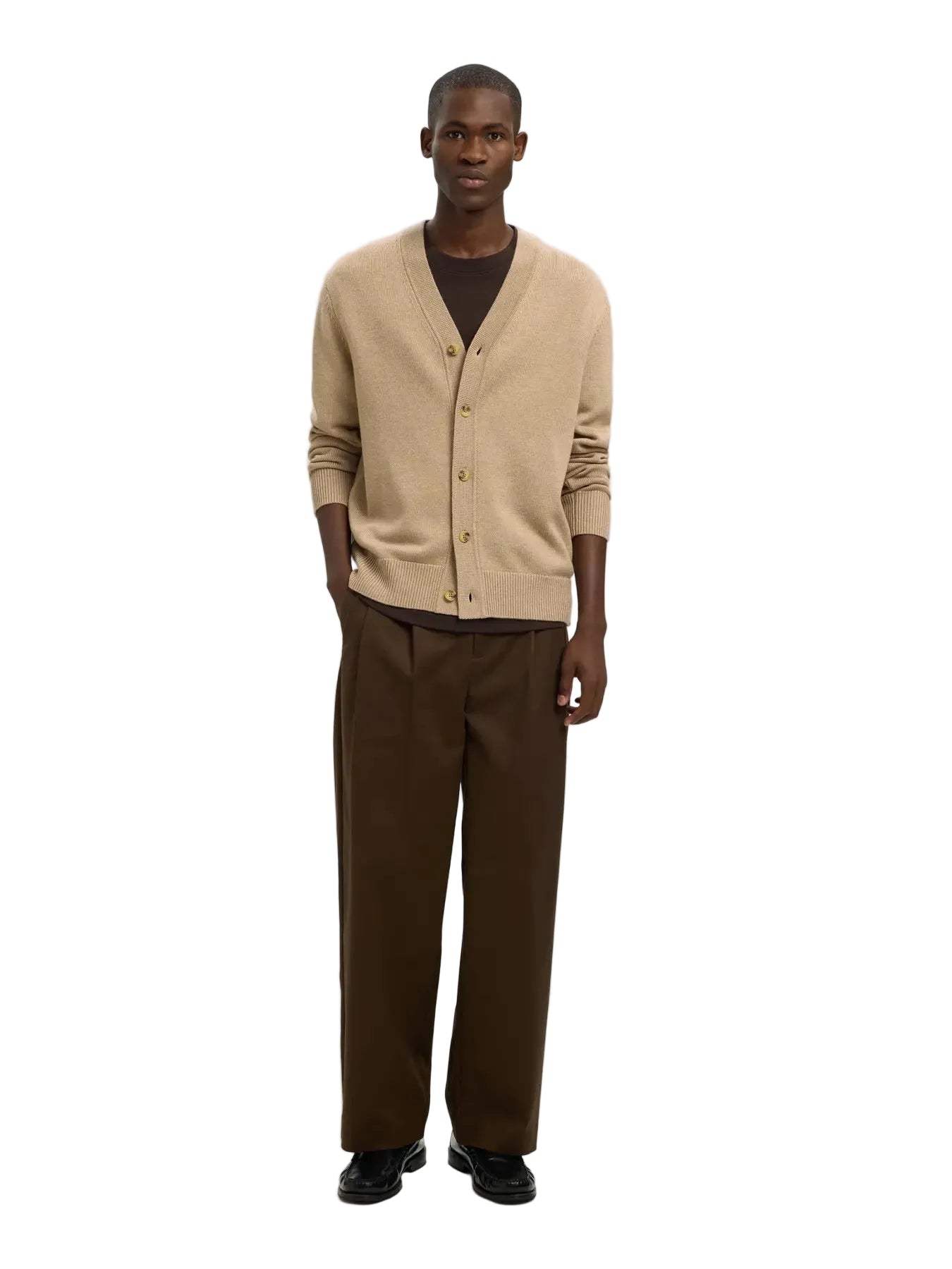 Tray LS Merino Chunky V-Neck Cardigan