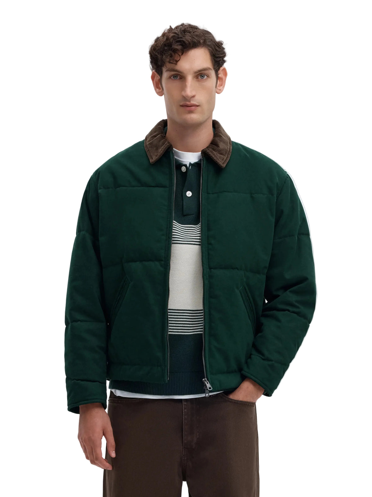 Veste Grant Filled Canvas Selected vert Pine Grove, vue de face zippée