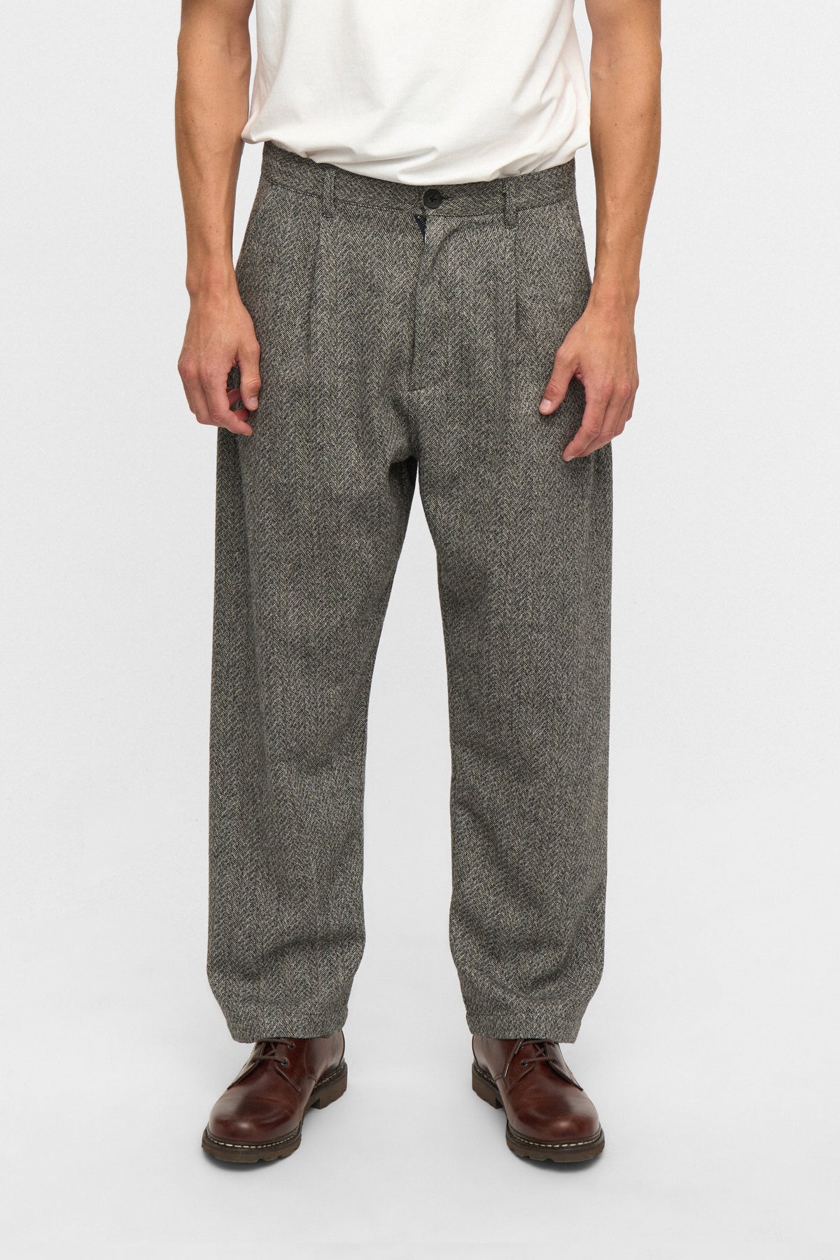 JAKOB WOOL PANTS, Caviar melange - Anerkjendt