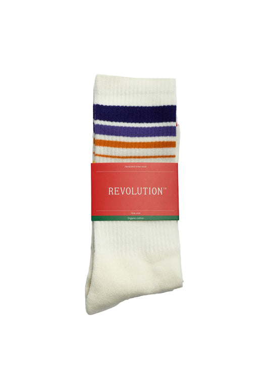Jaquard Crew Sock Revolution, écru, vue 1
