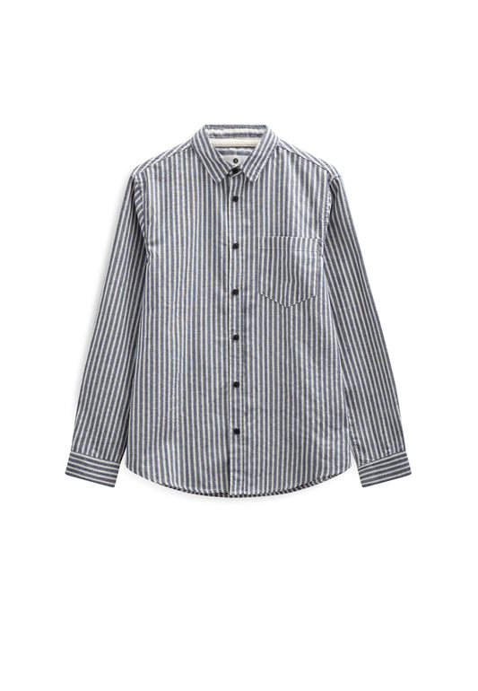 LEIF STRIPE LS SHIRT, Sky Captain - Anerkjendt