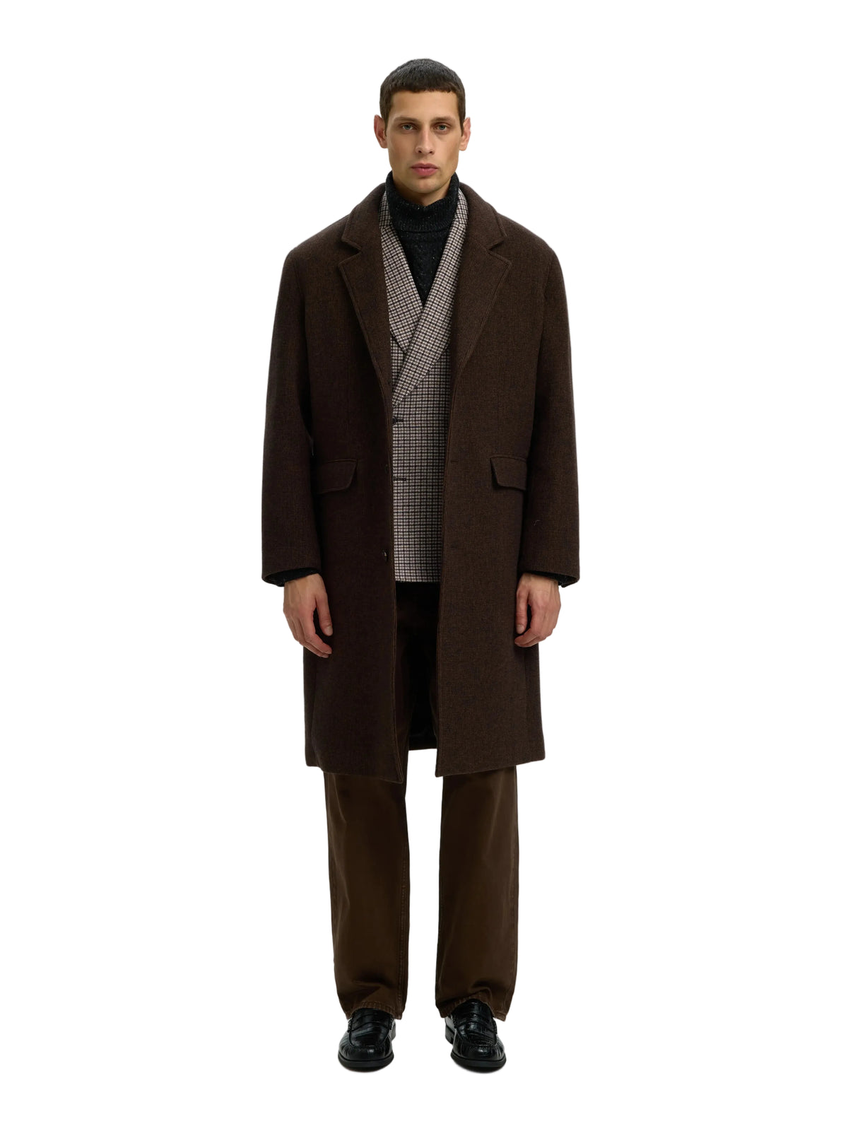 Blazer croisé Morris Wool Blend Selected gris chiné à carreaux, photo de style