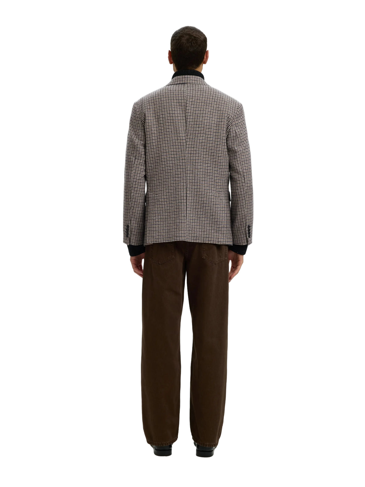 Blazer Morris Wool Blend Selected gris chiné à carreaux, vue de dos