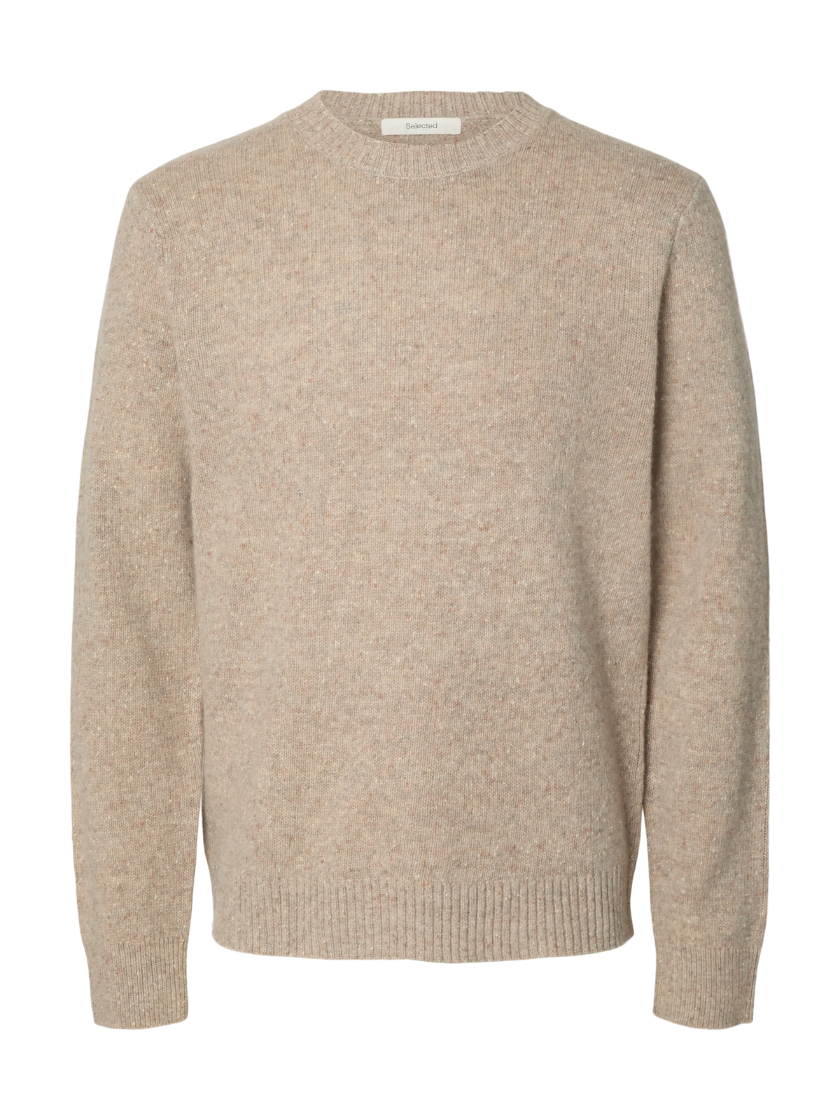 Pull Neil Selected en laine, coloris Oatmeal Neps, vue de face