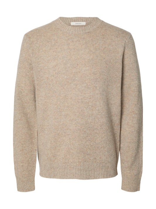 Pull Neil Selected en laine, coloris Oatmeal Neps, vue de face