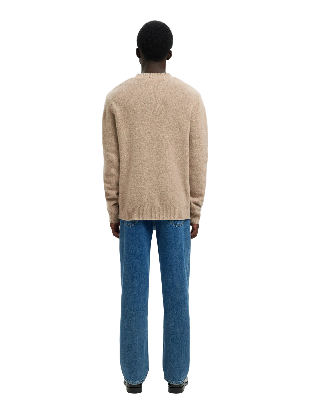 Pull Neil Selected en laine, coloris Oatmeal Neps, vue de dos