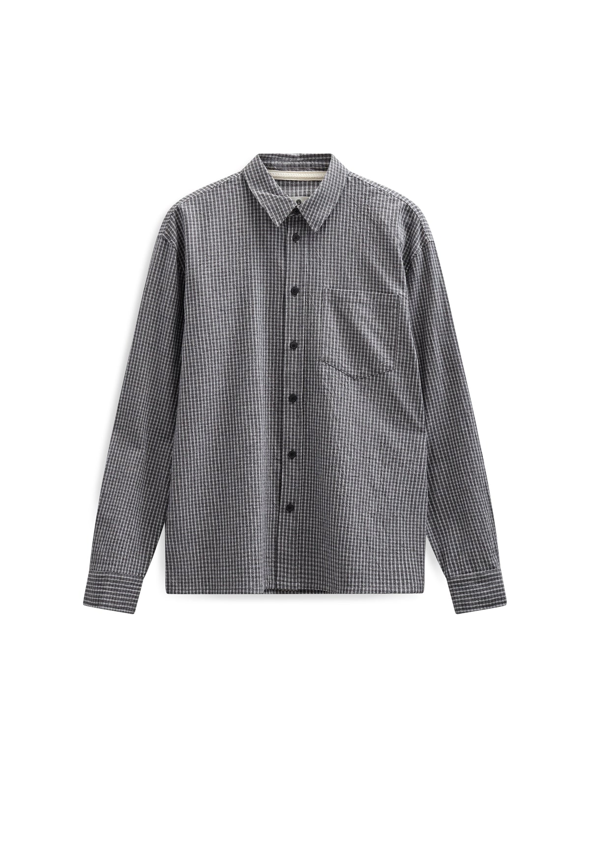 OTTO SMALL CHECK LS SHIRT, Caviar - Anerkjendt