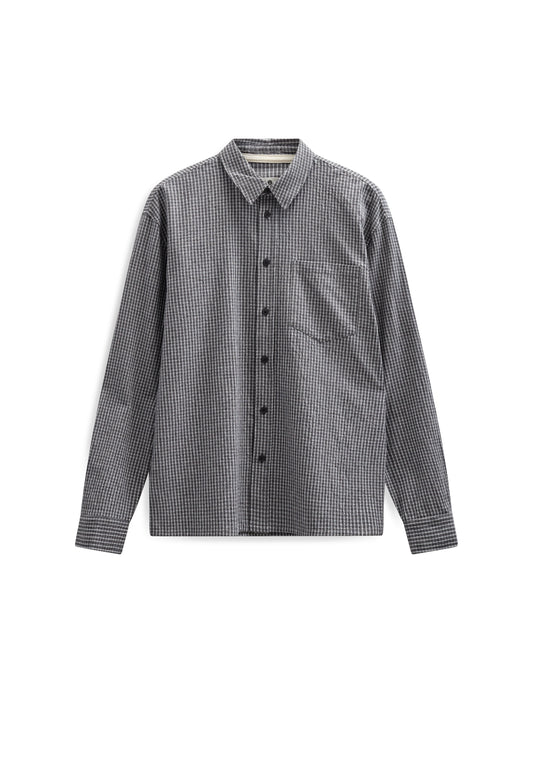 OTTO SMALL CHECK LS SHIRT, Caviar - Anerkjendt