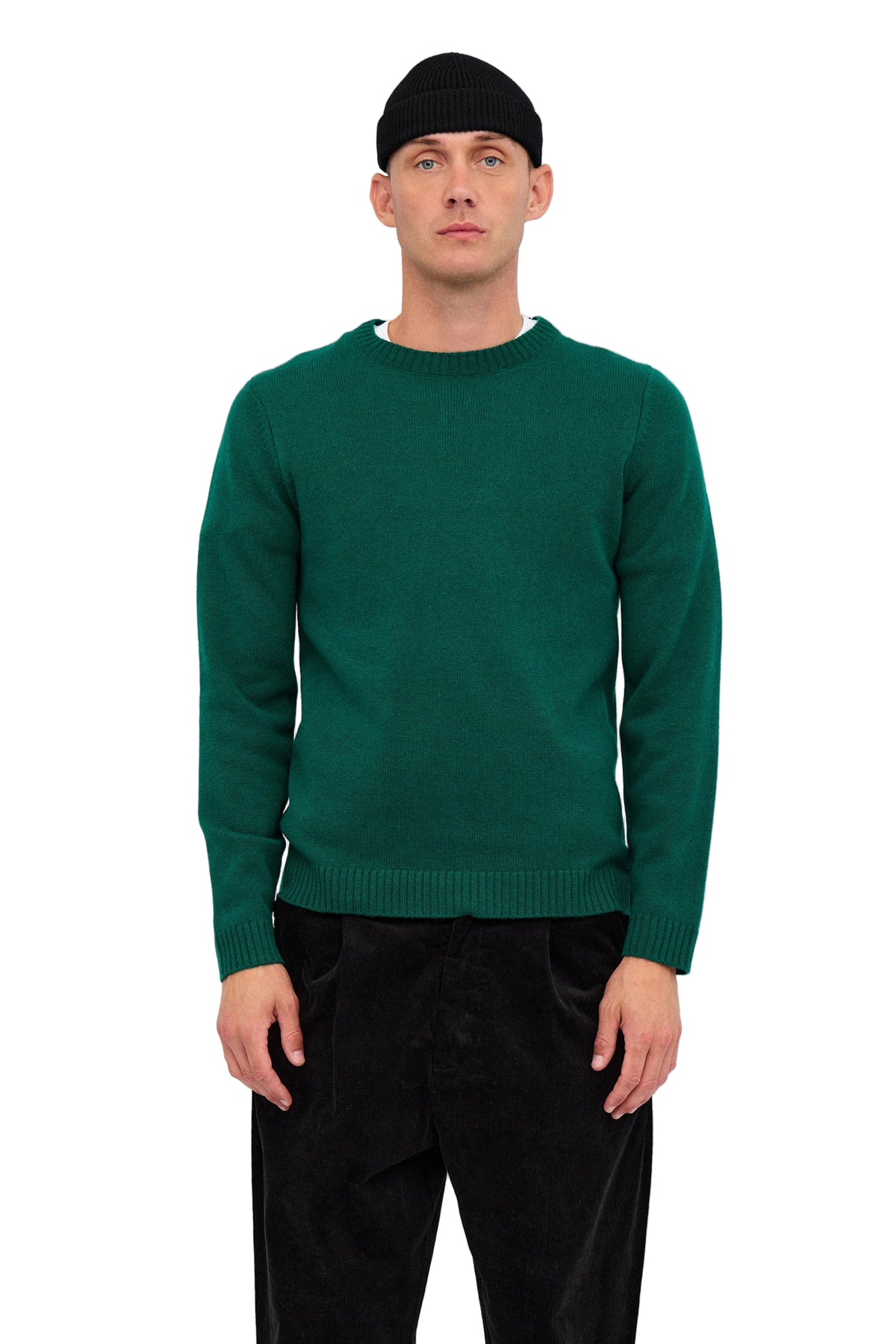 PETER MERINO WOOL KNIT, Hunter Green - Anerkjendt