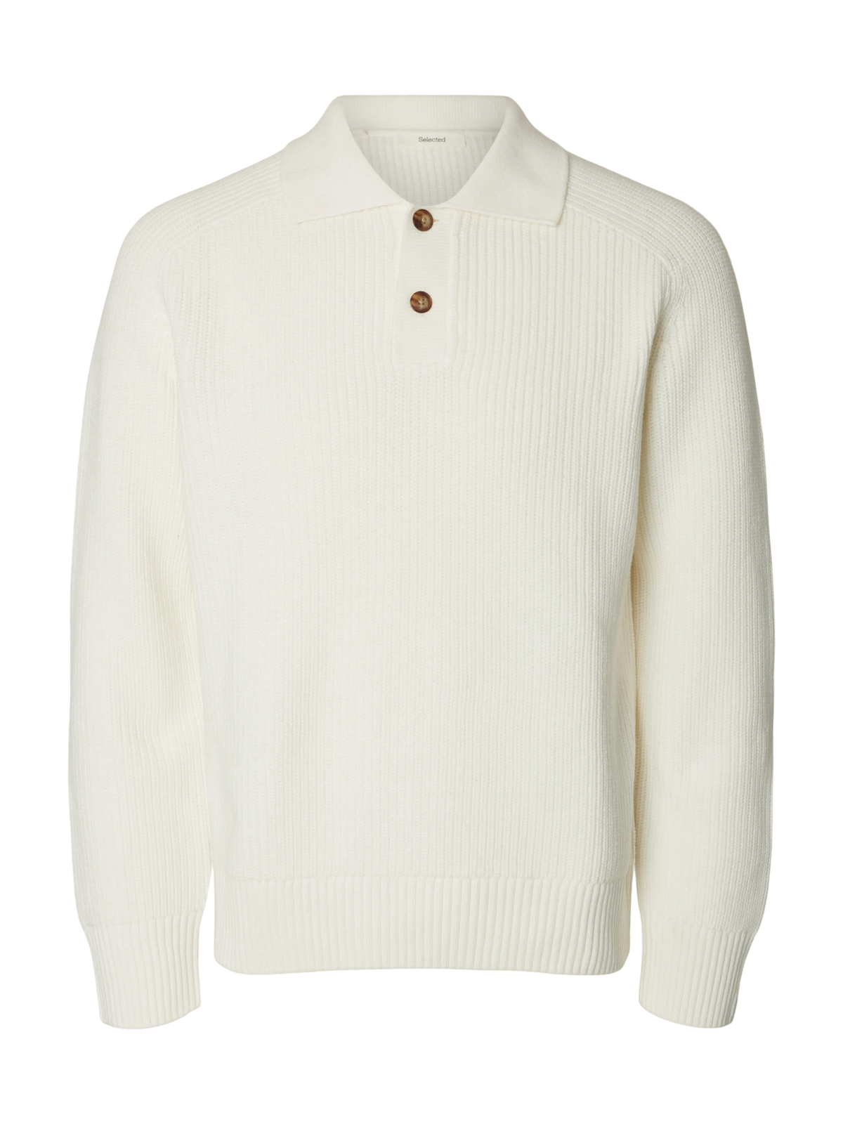 Polo Pim en maille de coton bio, coloris blanc Egret, vue de face